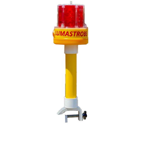 Battery Powered LED Beacon for warehouse transport vehicles with rail mount