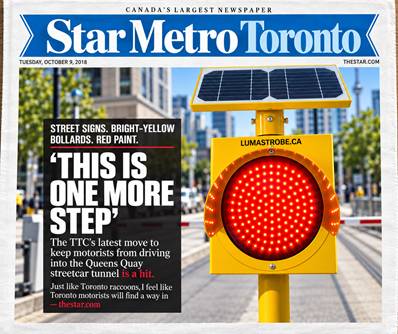 Solar Powered LED Traffic Warning Light - SLX-129S-24HR