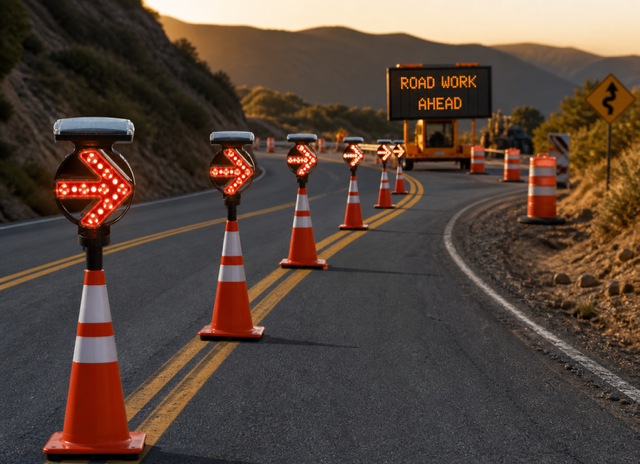 SOLAR POWERED TRAFFIC CONE ARROW LIGHT WITH GPS CHASE CAPABILITY SLX-ARROW