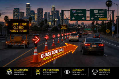 SOLAR POWERED TRAFFIC CONE ARROW LIGHT WITH GPS CHASE CAPABILITY SLX-ARROW