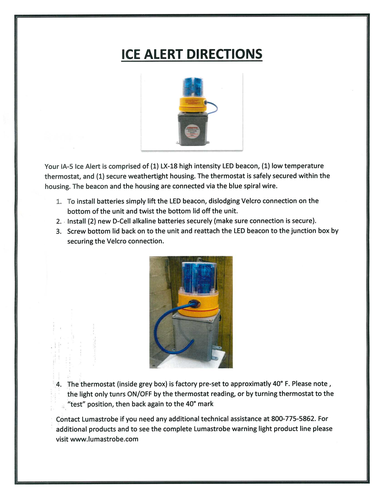Ice Alert IA-5 Low Temperature Warning Light