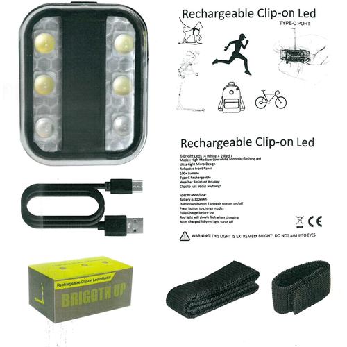 USB (TYPE-C) RECHARGEABLE CLIP ON PERSONAL SAFETY LIGHT MODEL PSL-USB