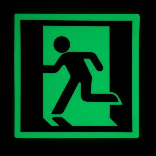 Photoluminescent Running Man Left Directional Sign